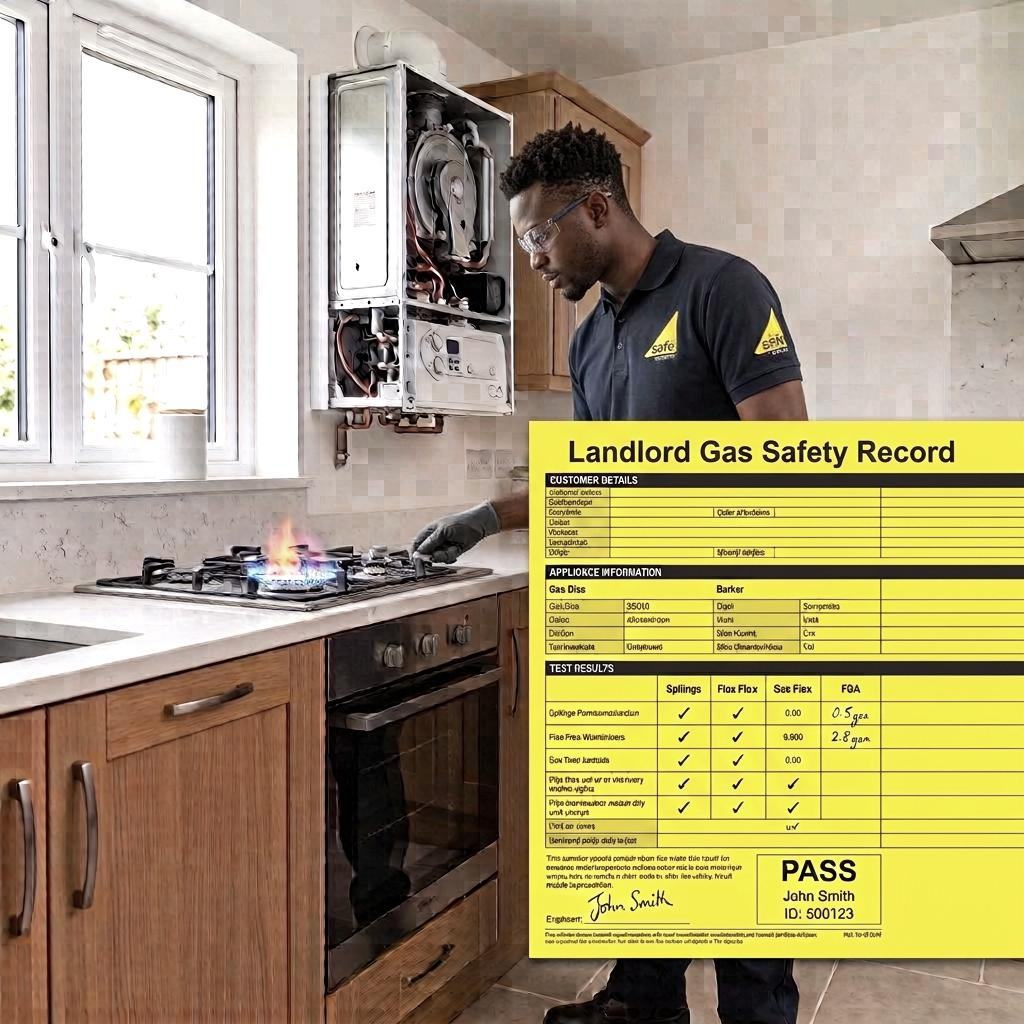 Gas Safe registered engineer completing a boiler safety check